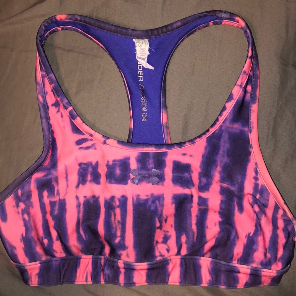 pink and purple under armour sports bra